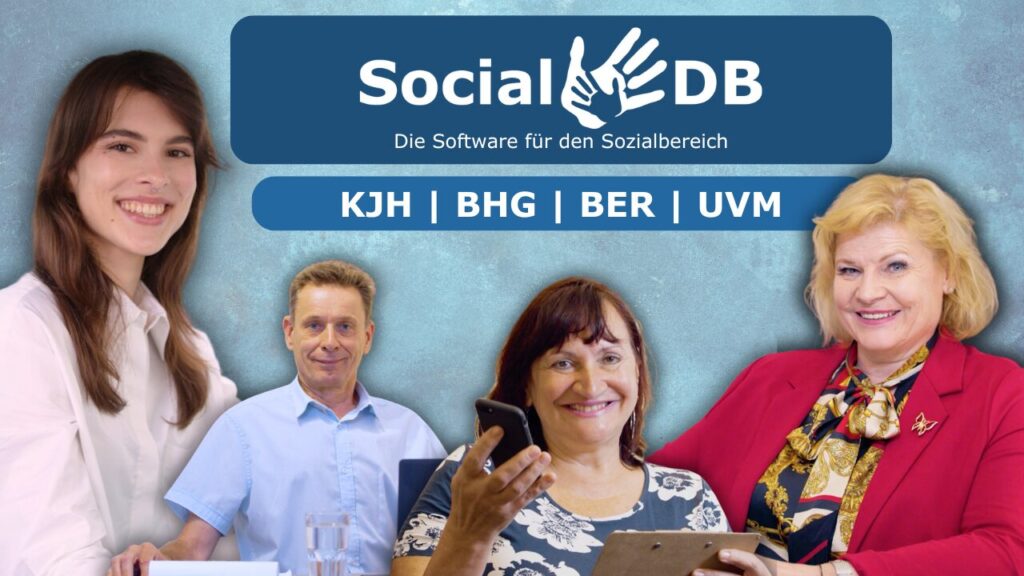 Four people from different areas of social services who use SocialDB.